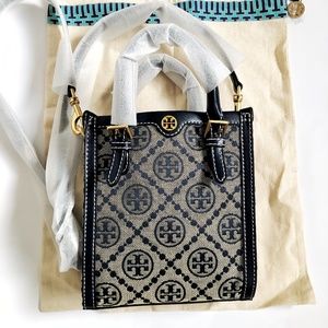 NEW TORY BURCH T MONOGRAM JACQUARD MINI TOTE $428